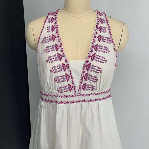 AKEMI KIN ANTHROPOLOGIE white cotton boho dress sz 10 or m - Picture 2 of 7